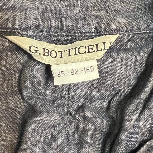 G.Botticelli 100% Linen M Tunic Dress Navy Gray Button Front 3/4 Sleeve Zip - Picture 9 of 13